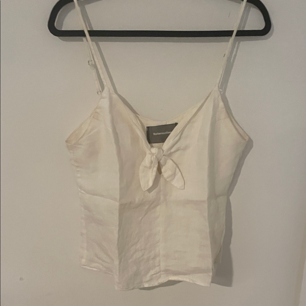 Reformation Women's White Tie-Front Top
